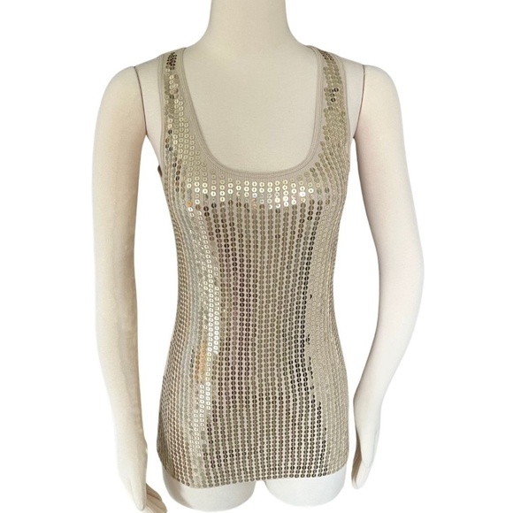 Express Tops - Express Gold Sequin Tank Top Size Large NWT